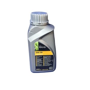 SAE 30 motor oil bottle with yellow label