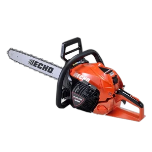 Echo chainsaw with orange and black housing