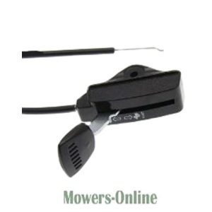 Lawn mower throttle cable and control lever assembly