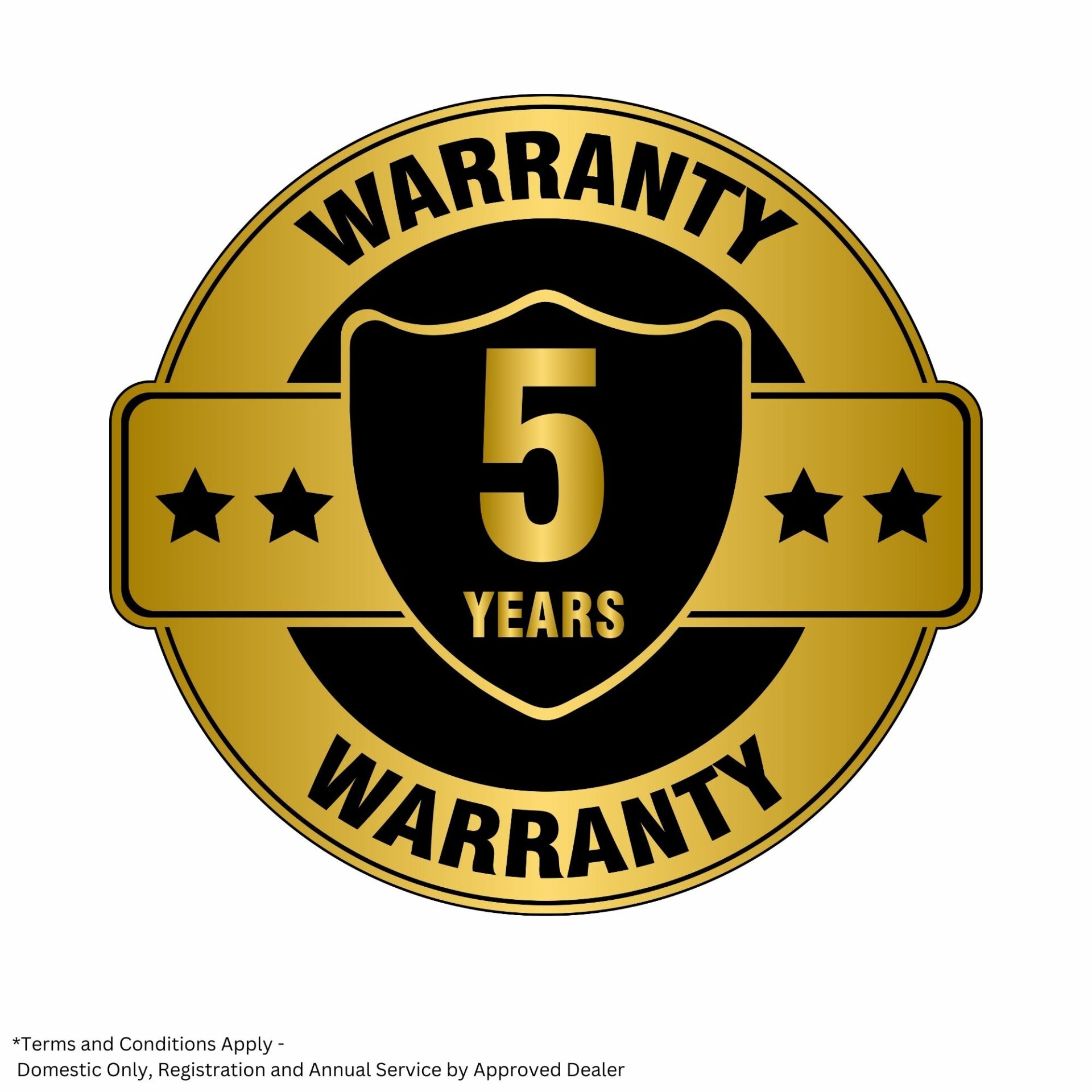 1w01sau2emy.jpg - Mowers Online 5 Years Warranty Gold Shield Badge
