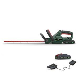 Cordless hedge trimmer with battery and charger