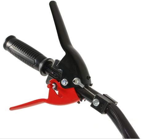 3mnclf2daj0.jpg - Mowers Online Electric hedge trimmer with black handle and red base.