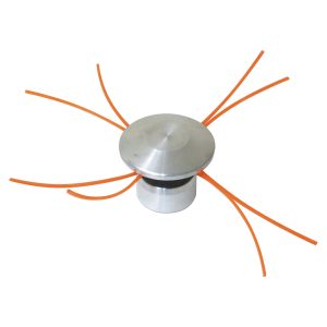 Spike aerator with metal drum and orange tines