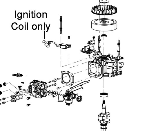 54tiolsmvts.jpg - Mowers Online Ignition coil and engine components diagram