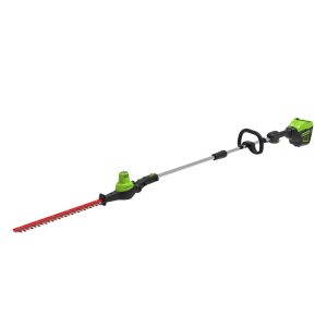 Cordless pole hedge trimmer with battery and charger