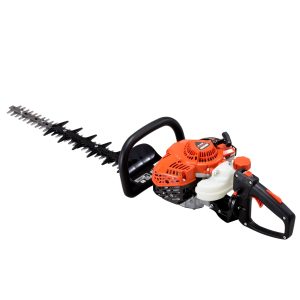Gas-powered hedge trimmer with long cutting blade