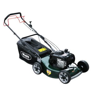 Self-propelled petrol lawn mower with bag