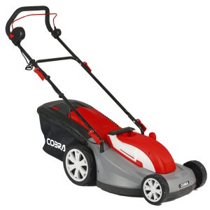 Cobra electric push lawn mower with red deck