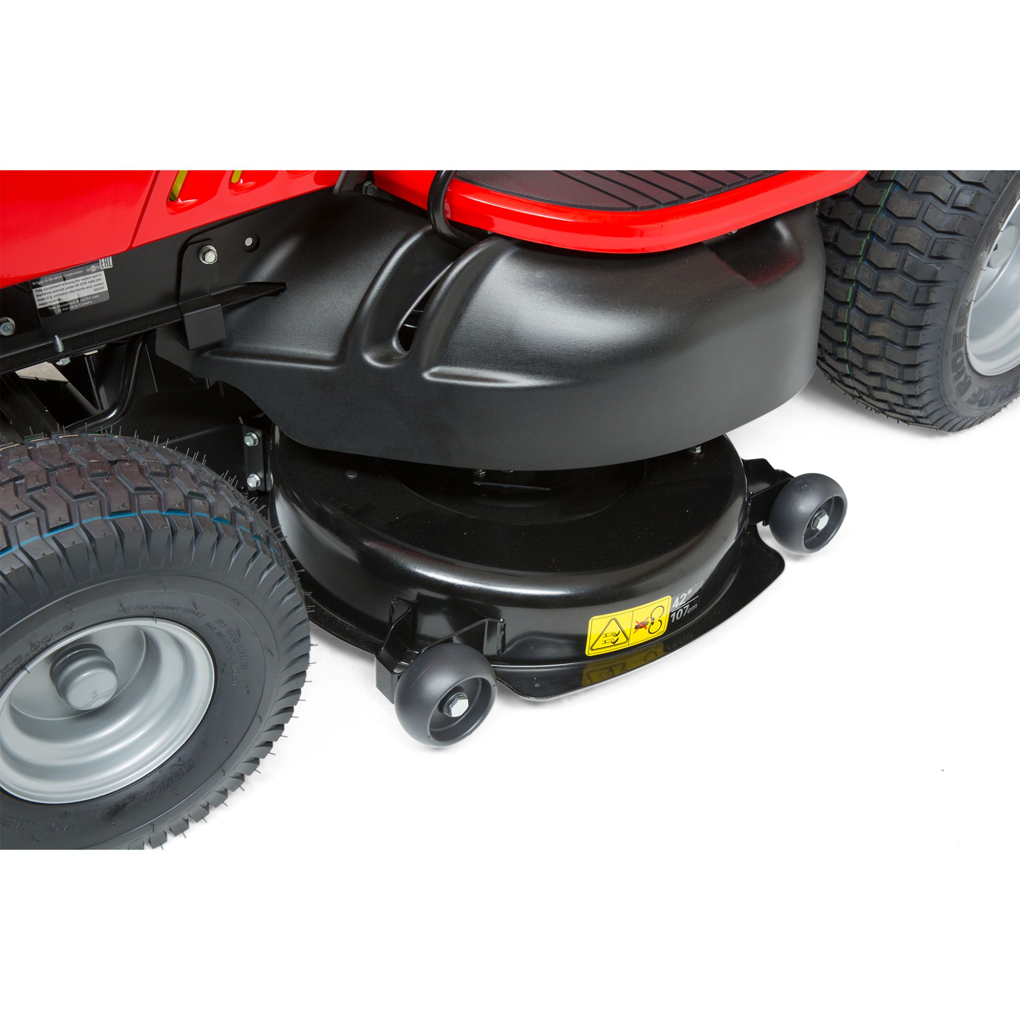 eqw5kpdfsob.jpg - Mowers Online Ride-on mower mulch chute assembly with yellow indicator