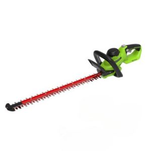 Electric hedge trimmer with red blade