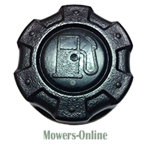 Fuel cap with oil can symbol for lawn mower
