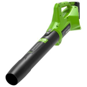 Cordless leaf blower with green and black design