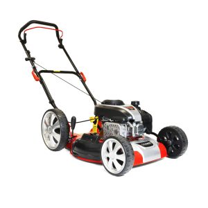 Gas-powered push lawn mower with rear wheels