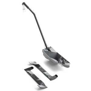 Lawn mower snow plow attachment with blades