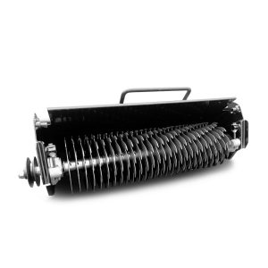 Lawn roller with spring-loaded tines for soil preparation