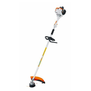 Gas powered string trimmer with curved shaft