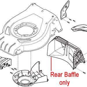 Speaker assembly parts diagram with rear baffle