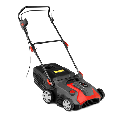 isujpwjgetx.jpg - Mowers Online Electric push lawn sweeper with red and black design