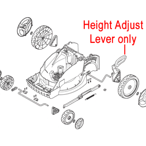Stroller parts diagram with height adjust lever