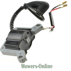 Lawn mower ignition coil with spark plug wire