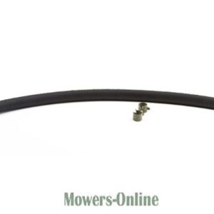 Curved black hose with metal connector fitting