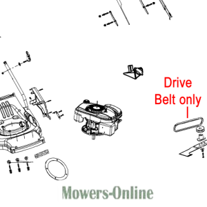 Drive belt parts diagram for lawn mower engine