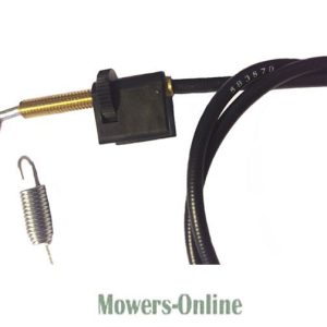 Lawn mower throttle cable and spring assembly