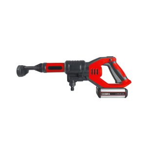 Cordless pressure washer with red and black handle