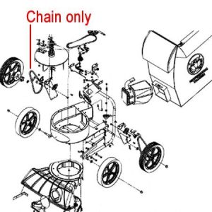 Tricycle chain and frame assembly diagram parts.