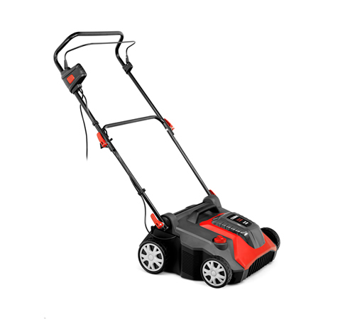 nmnecjl5k4d.jpg - Mowers Online Electric scarifier lawn mower with red and black design