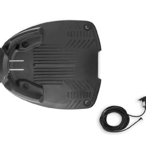 Car floor mat with power cord attachment