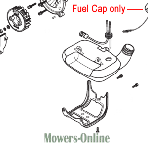 Fuel cap assembly diagram for lawn mower