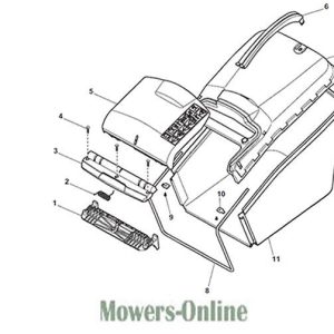 Lawn mower parts diagram with numbered components