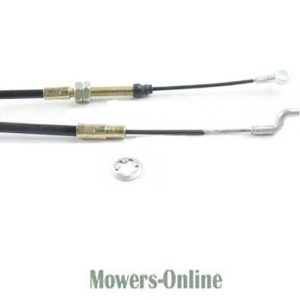 Lawn mower throttle cable assembly with fittings