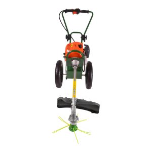 Wheeled string trimmer with orange engine head