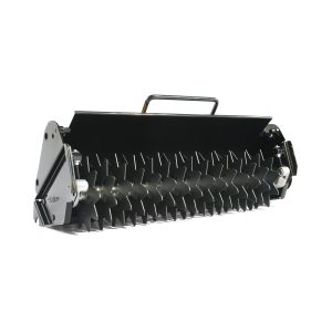 Lawn sweeper attachment with tines and handle
