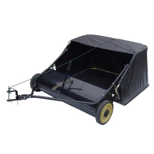 Tow-behind lawn sweeper with mesh collection bag