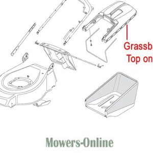 Lawn mower parts diagram with grassbag top