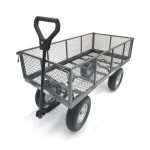 Four-wheel mesh utility garden cart with handle
