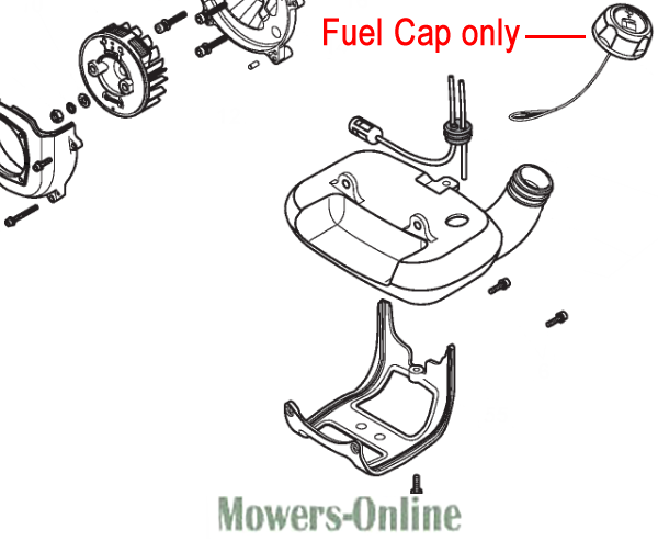 tn2boc02wir.png - Mowers Online Lawn mower fuel cap and tank assembly diagram