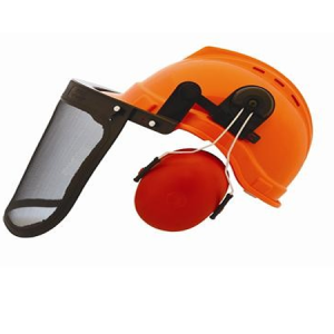 Safety helmet with face shield and ear protection set