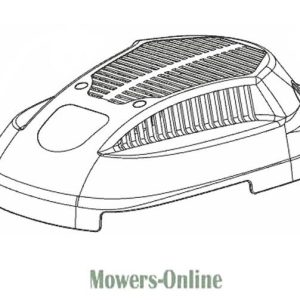 Solar-powered robotic lawn mower top view diagram