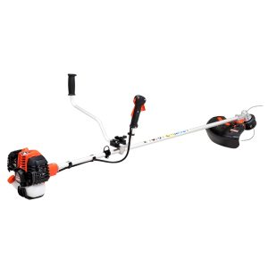 String trimmer with curved shaft and head attachment