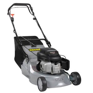 Gas-powered push lawn mower with bag