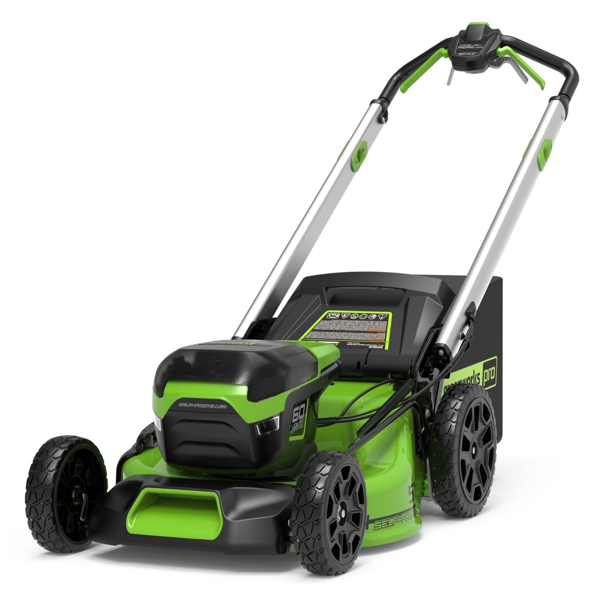 ymx4vbh5tgr.jpg - Mowers Online Green and black cordless electric push lawn mower