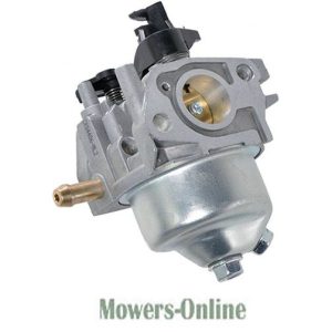 Small engine carburetor assembly with fuel inlet